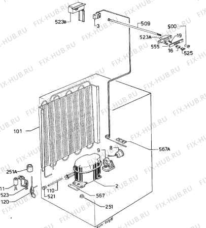 Взрыв-схема холодильника Privileg 013972 5 - Схема узла Cooling system 017